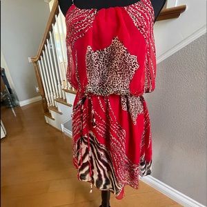 Poetry Animal Print summer dress red size L